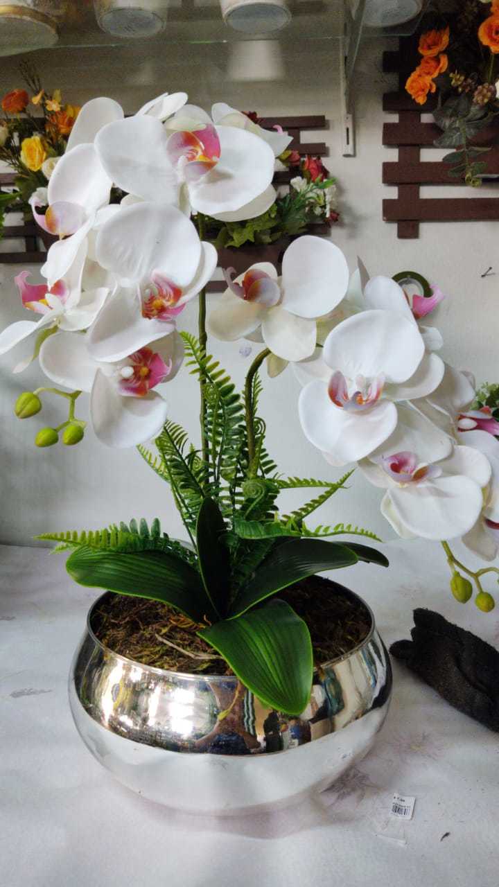 Arranjo Orquídea Silicone X2 Espelho 58 Cm - Capital Decor