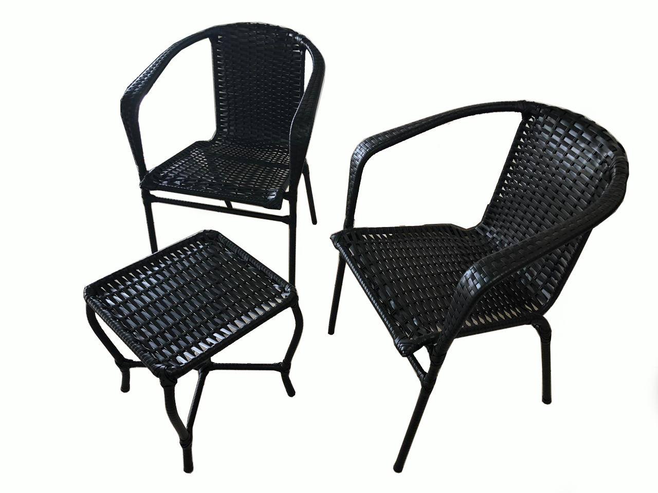 Jogo C 2 Cadeiras + Mesa 60cm Em Fibra Sintética P Varandas