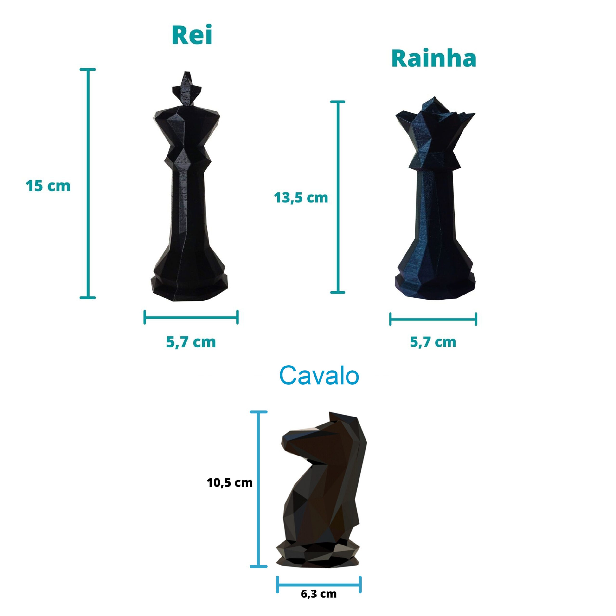 Estatuetas Rei e Rainha - Peças decorativas De Xadrez - Decoração - Toque  3D Cor:Preto